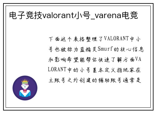 电子竞技valorant小号_varena电竞